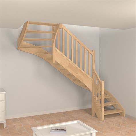 Escalier Double Quart Tournant Sur Mesure En Bois Facile Poser