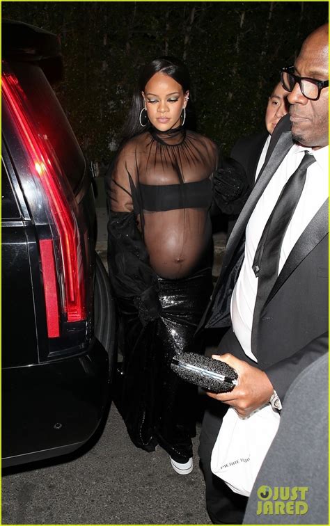 Pregnant Rihanna Spotted Partying Until Am In Sheer Dress On Oscars