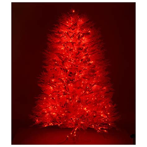 Christmas Tree Covered In Snow White 270 Cm Red Lights 700 Leds