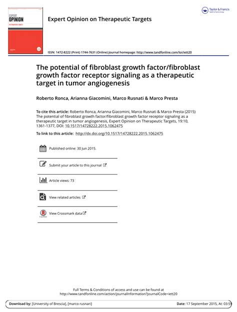 (PDF) The potential of fibroblast growth factor/fibroblast growth factor receptor signaling as a ...