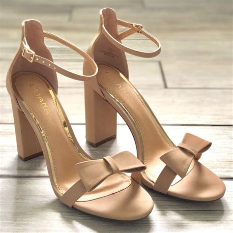Liliana Shoes Nude Ankle Strap Heels With Front Bow Poshmark