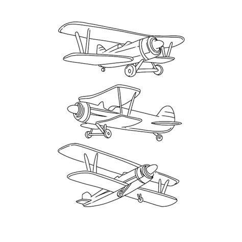 Plan avión transporte dibujado a mano doodle ilustraciones vector