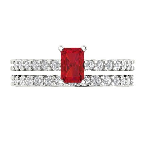 Clara Pucci 18k White Gold Emerald Cut 0 5ct Simulated Tourmaline