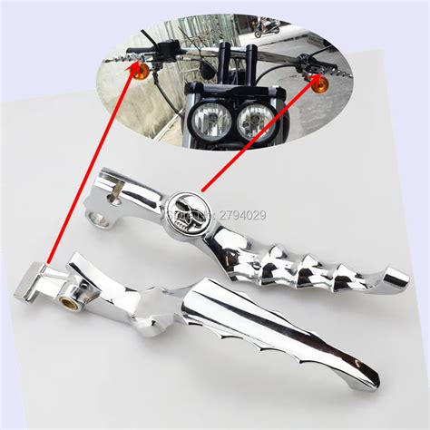 Free Shipping New Chrome Skull Skeleton Zombie Brake Clutch Lever Fits