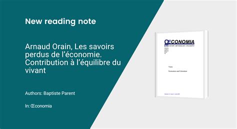 Arnaud Orain Les savoirs perdus de léconomie Contribution à l