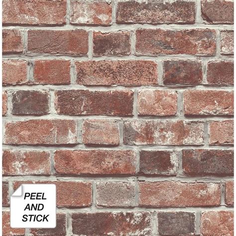 NextWall 30 75 Sq Ft Red Vinyl Brick Self Adhesive Peel And Stick