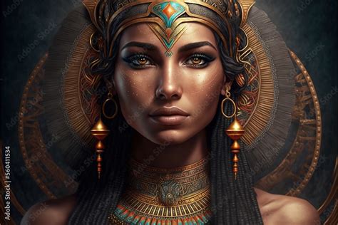 Portrait Of An Ancient Egyptian Goddess Beautiful Young Girl With The