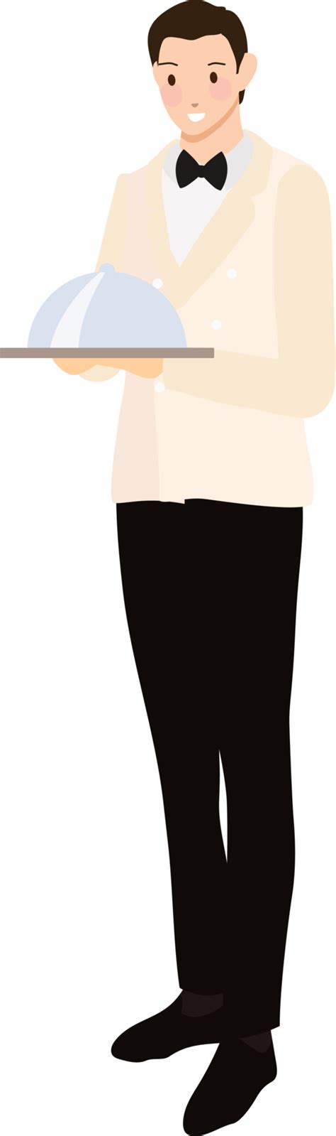 Formal Luxury Dinner Waiter Collection Flat Style Png