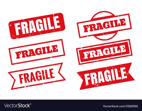 Fragile rubber stamps in different styles set Vector Image