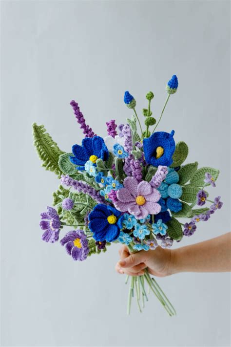 Blue Purple Gesang Bouquet Kit With Pdf Pattern Hookok