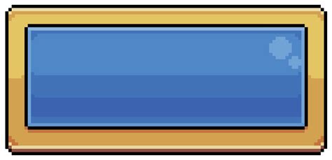 Pixel Art Blue Rectangular Button For App Game Interface Vector Icon