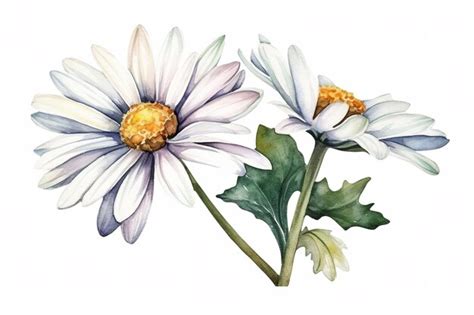 Premium AI Image | A watercolor painting of daisies on a white background