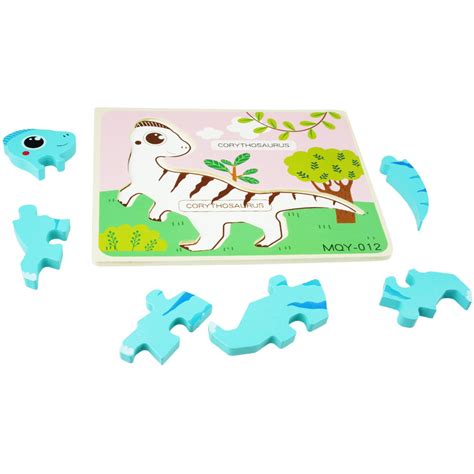 Drewniana Kolorowa Uk Adanka Puzzle Dinozaury Corythosaurus