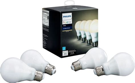 Best Buy Philips Hue White A19 Wi Fi Smart LED Bulb 4 Pack White 472027