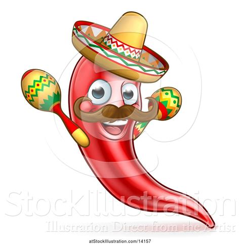 Vector Illustration Of Cartoon Spicy Hot Red Chili Pepper Mascot