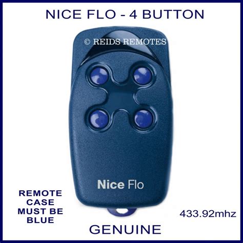 Nice Flo-S4 blue garage door and gate remote control 4 blue buttons