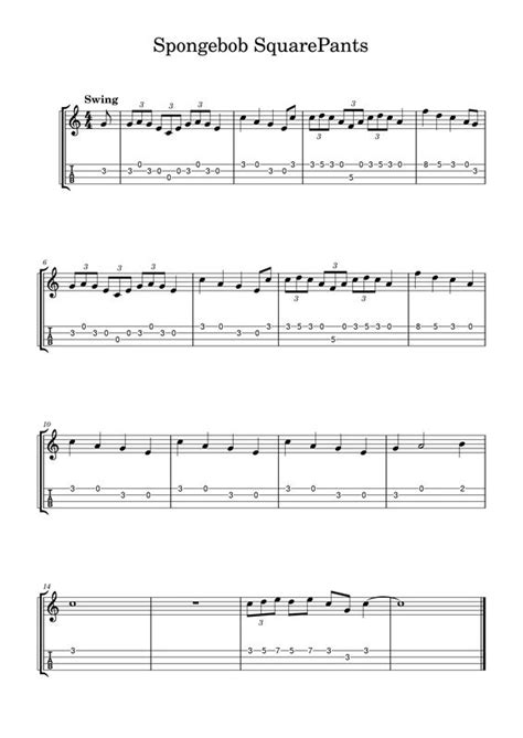 Fun And Easy Ukulele Fingerpicking Tab For Spongebob Squarepants Theme Song