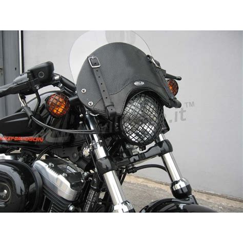 PARE BRISE EN CUIR NOIR MCJ POUR HARLEY DAVIDSON XL SPORTSTER 96 21