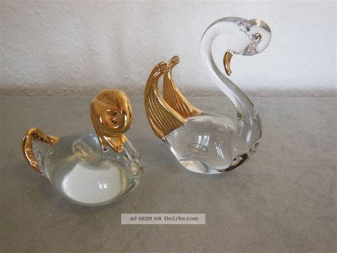 2x Murano Glas Figur Schwan