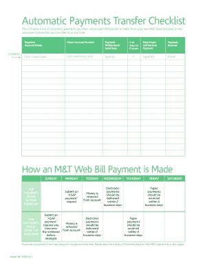 Fillable Online Automatic Payments Transfer Checklist Mandtbankcom