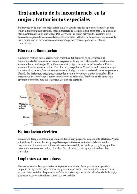 Text Tratamiento De La Incontinencia En La Mujer Tratamientos