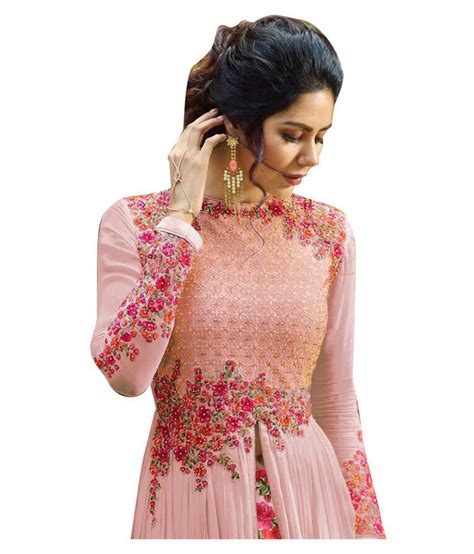 FASHION CARE Pink Georgette Anarkali Semi Stitched Suit Buy FASHION