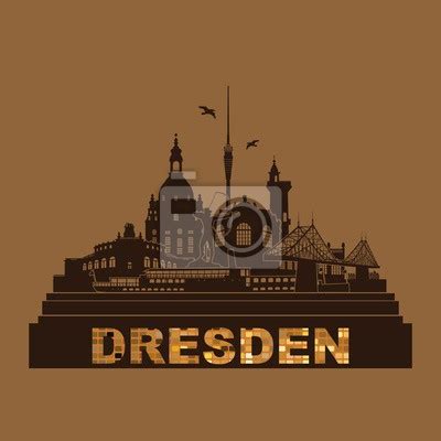 Dresden Deutschland Skyline Silhouette Rund Wandtattoo Umriss