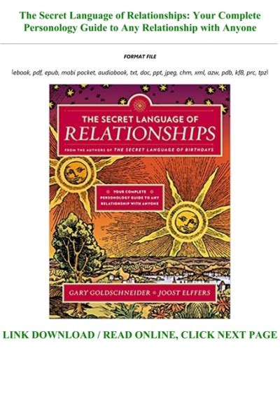 Read Pdf Books The Secret Language Of Relationships Your Complete