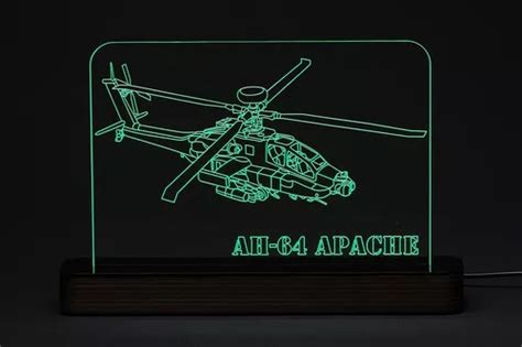 Abajur Led Acr Lico Gravado A Laser Helic Ptero Apache Parcelamento