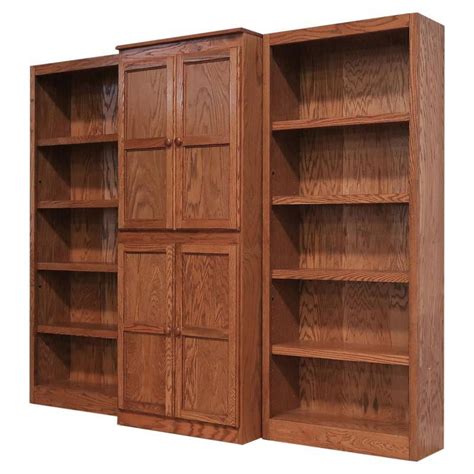 Bowery Hill Traditional 72 15 Shelf Wood Bookcase Wall With Doors In