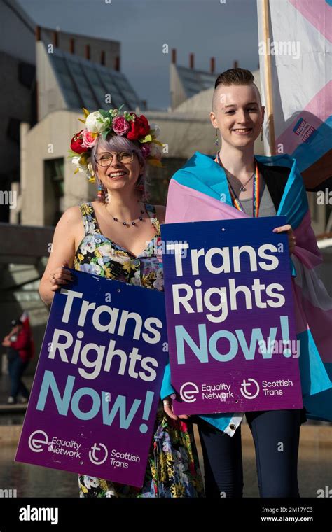 Oct 27 2022 Pro Trans Rights Activists Protest At Scottish Parliament