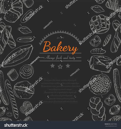 Vertical Seamless Background Various Bakery Products Stock Vector