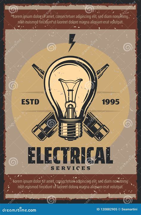 Vector Vintage Poster For Electrical Services Stock Vector