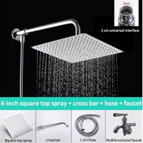 High Quality Stainless Steel 304 Square Shower Set Square Round Shape With Two Way Faucet Full