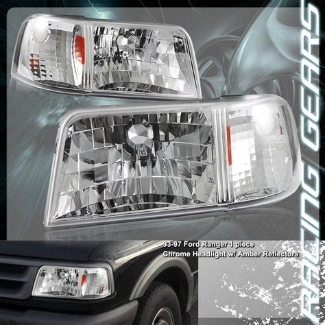 Buy 93 97 Ford Ranger Euro Chrome Housing 1 Pc 2 In 1 Headlight Amber Corner Lamp In Hacienda