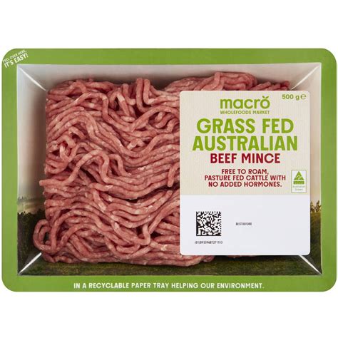 Macro Grass Fed Australian Beef Mince 500g Woolworths