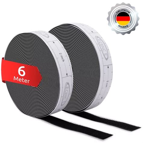 KLETTBAND SELBSTKLEBEND EXTRA Stark Schwarz 6m Hakenband Flauschband