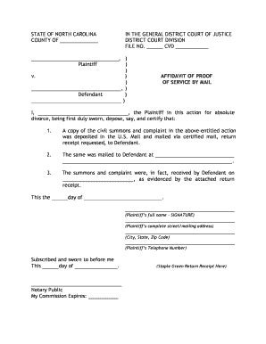 Fillable Online Nccourts Proseabsolutepacket 112910 Doc Nccourts Fax