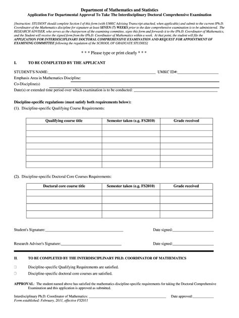 Fillable Online Cas Umkc Comprehensive Examination Form Cas Umkc Fax