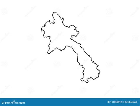 Laos Outline Map Country Shape National Borders Stock Vector