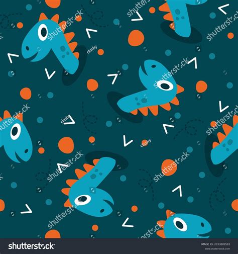 Cute Dinosaur Head Pattern Illustrations Stock Vector Royalty Free