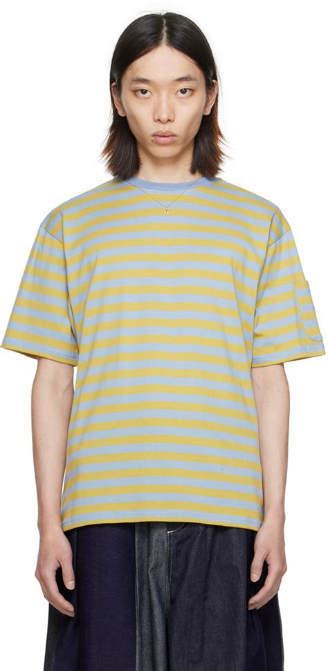 Needles Blue And Yellow Stripe T Shirt Ssense