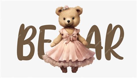 Premium Vector Teddy Bear Dressed In Princess Dress And Wearing Shoes In The Style Of