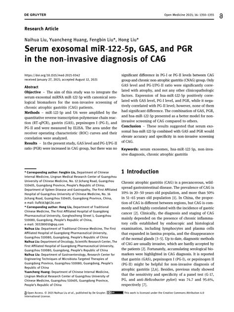 Pdf Serum Exosomal Mir 122 5p Gas And Pgr In The Non Invasive