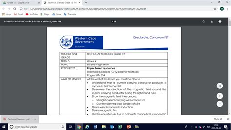 Technical Sciences Gr T W Electromagnetism Wced Eportal