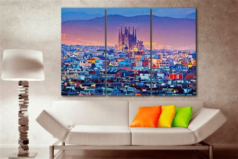 Barcelona Canvas Panel Canvas Barcelona Print Urban Canvas Etsy In