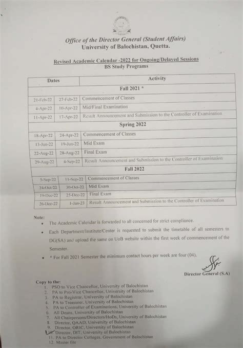 Revised Academic Calendar 2022 For Ongoingdelayed Sessions Bs Study