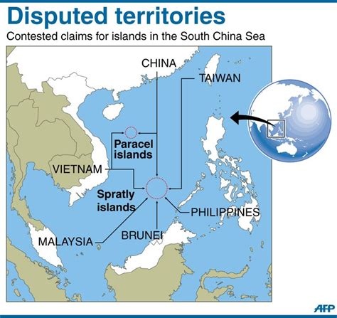 South China Sea – disputed territories. – China has built airstrips, ports, radar facilities ...