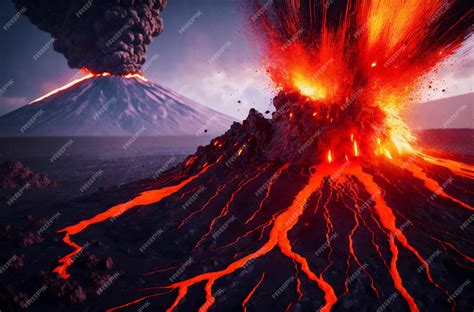 Premium Photo | Erupting volcano Big powerful explosion from volcano ...