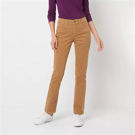 St Johns Bay Womens Mid Rise Straight Corduroy Pant Jcpenney